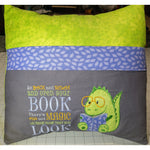 Dino book pillow 18x18-Quick Stitch Designs