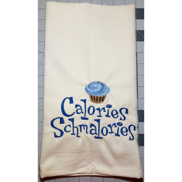 Calories schmalories kitchen towel-Quick Stitch Designs