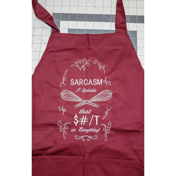 Sarcasm apron (Burgundy)-Quick Stitch Designs