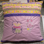 Rabbit hoppily ever after book pillow 18x18 (Purple)-Quick Stitch Designs